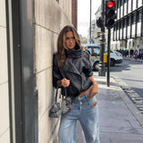 Beatriz | Casaco Feminino de Pele Sintética Estilo Streetwear