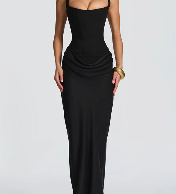 Leonor ❘ Vestido maxi com decote quadrado