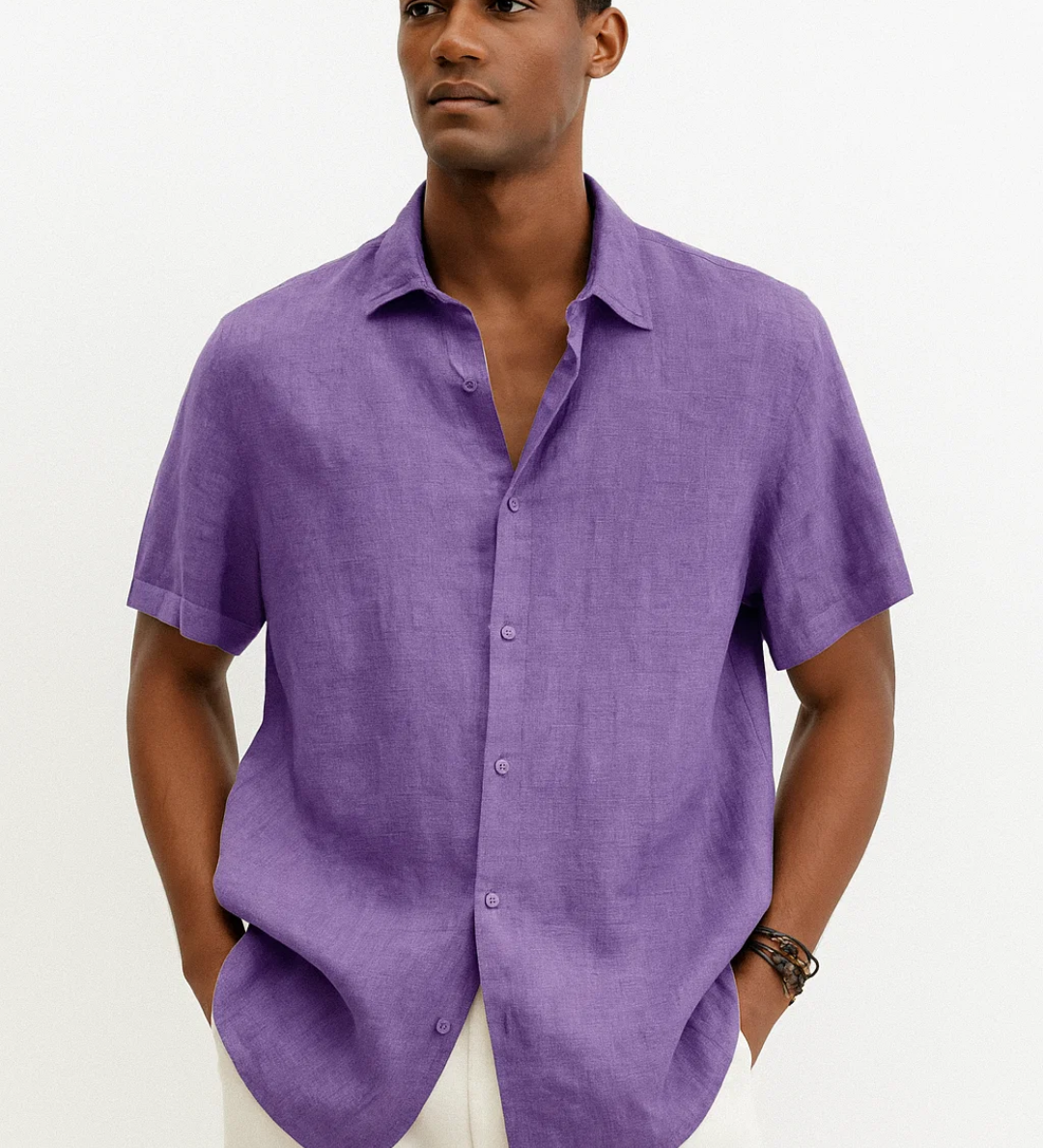Camisa de Botão - Colarinho Aberto