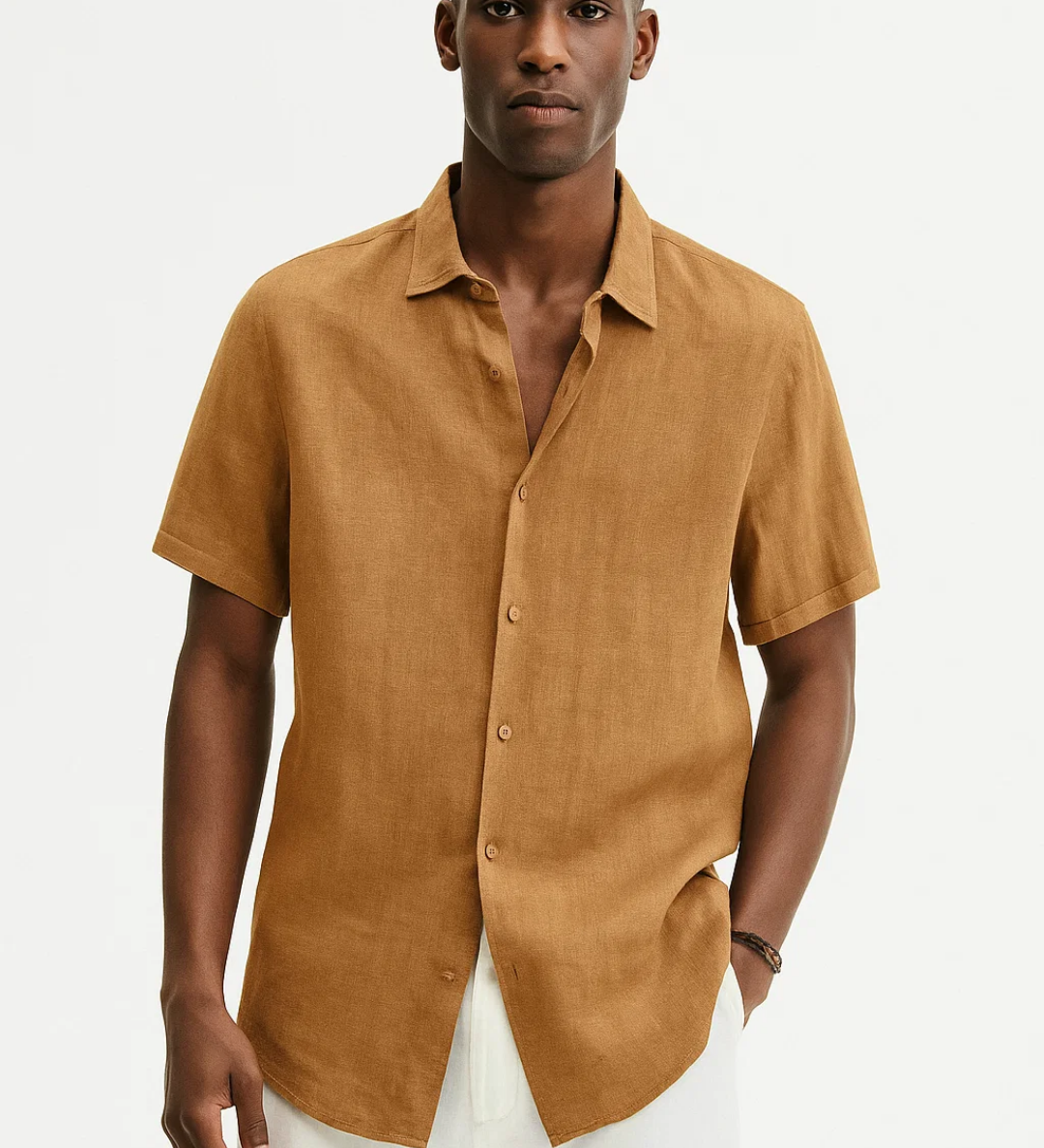 Camisa de Botão - Colarinho Aberto