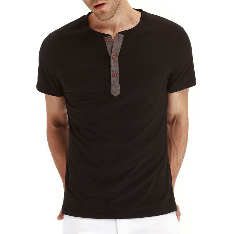 T-Shirt Henley - Malha Macia Gola