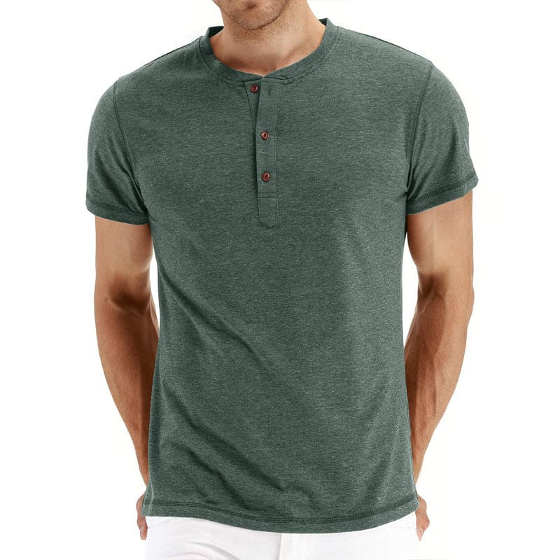 T-Shirt Henley - Malha Macia Gola