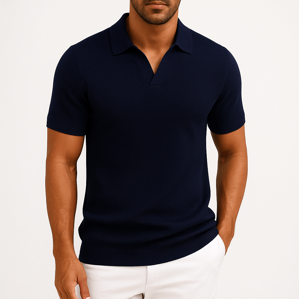 Camisa Polo em Poliéster - Texturada