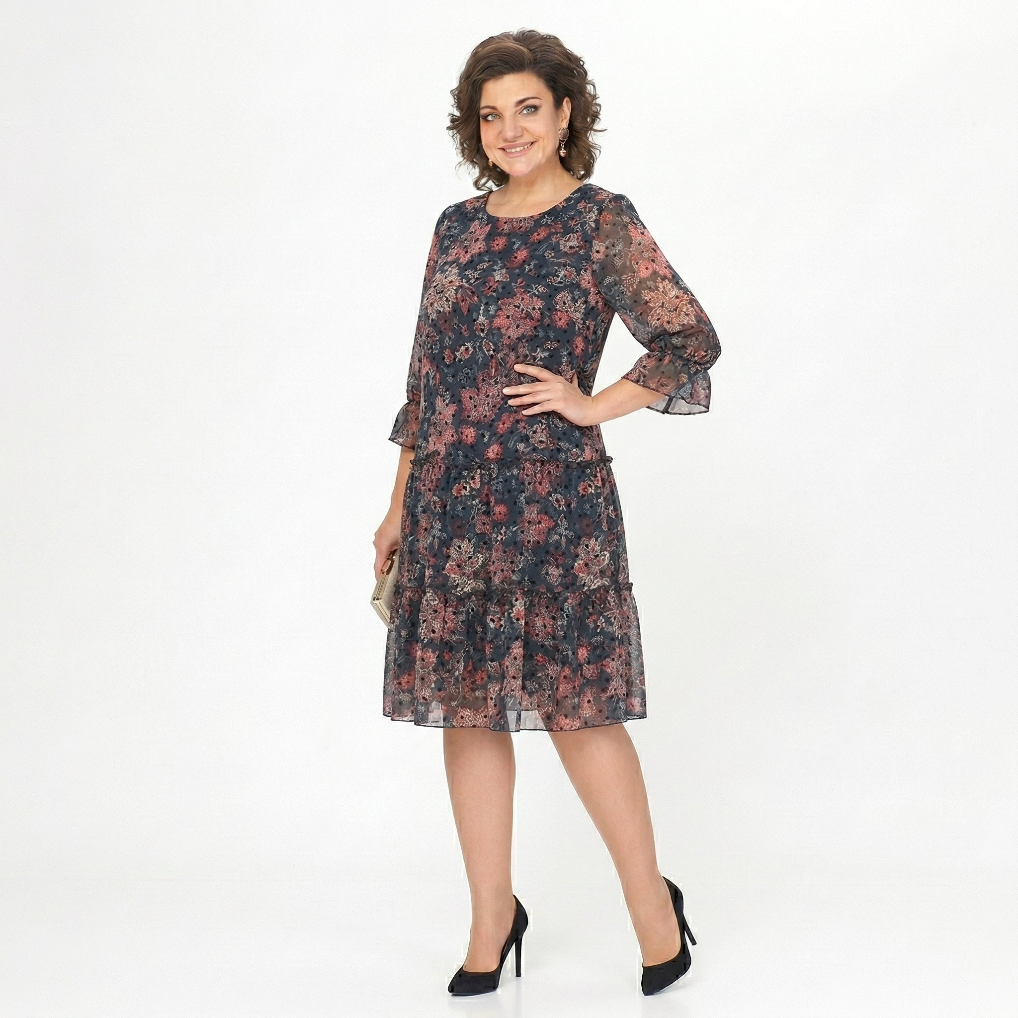 Beatriz - Vestido Midi com Folhos Fluídos