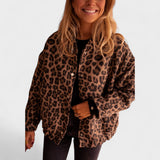 Rosa - Casaco moderno com padrão leopardo