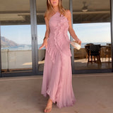 Leonor | Vestido Plissado com Folhos Elegante
