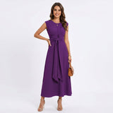 Emilia - Vestido maxi elegante sem mangas e gola redonda