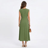 Emilia - Vestido maxi elegante sem mangas e gola redonda